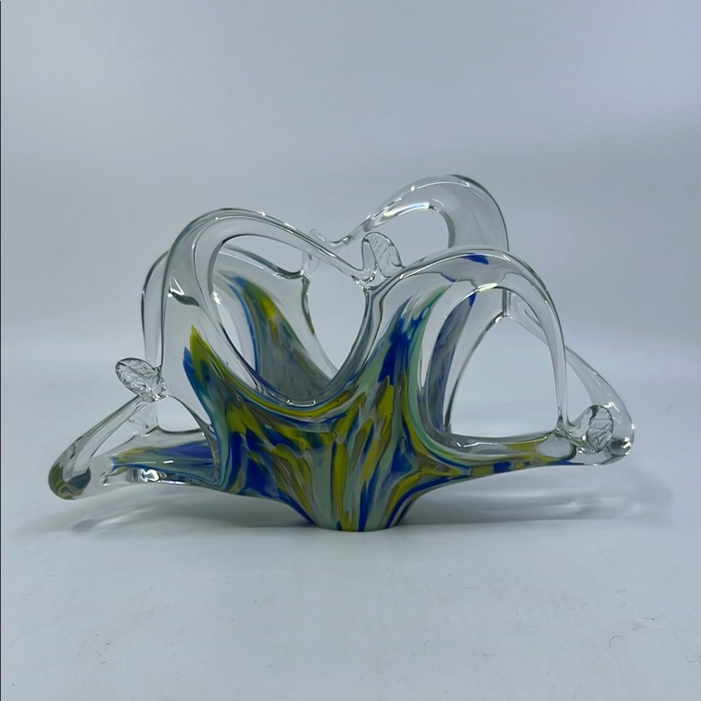 Art Glass Abstract Napkin Holder Murano Style